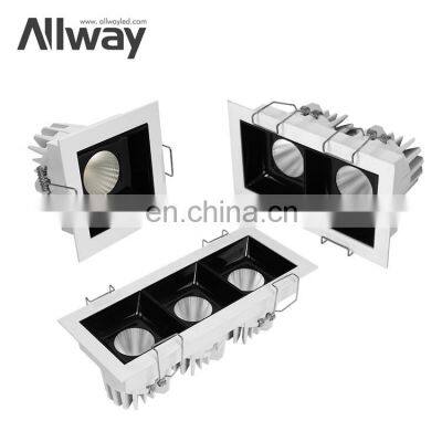 Commercial Anti Glare COB Aluminum Down Light Indoor Home Office 10W 2*10W 3*10W LED Linear Grille Lamp