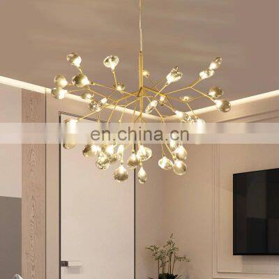 Modern Led Suspended Chandelier For Living Room Bedroom Kitchen Luxury Golden Copper Firefly Ceiling Lamp Lighting Fixtures