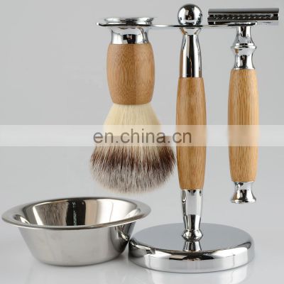 Simple Customized Eoc-friendly Bamboo Men Badger Brush Shaving Razor Set