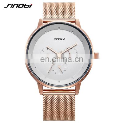 SINOBI Classic Man Wristwatches S9775G Simple Design Watches Dropshipping Man Hand Watch Rose Gold Male Watch Montre Homme