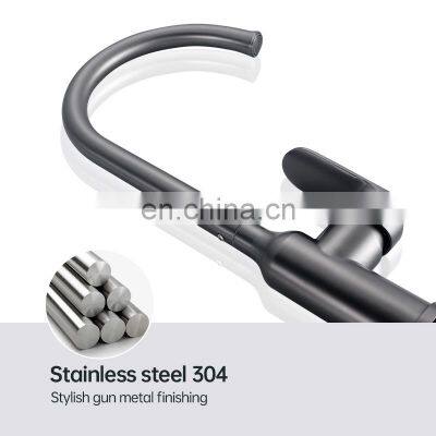 Hot and Cold Kitchen Faucet Mixer Gun Metal Stainless Steel Single Handle Kitchen Faucet photo-4