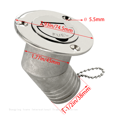 ISURE MARINE Deck Filler Marine Boat Yacht 316 Stainless Steel Deck Fill Fuel 1-1/2'' 38mm photo-2