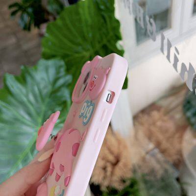 Cute Cartoon Spring Pig Head Soft Shockproof Silicone Back Cover Pink Phone Case For Iphone 13 14 15promax 15pro photo-4