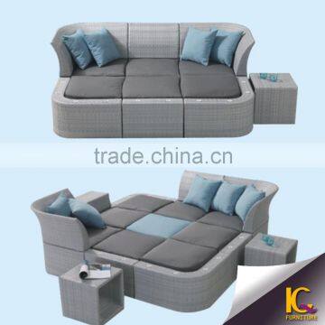 Outdoor Cheap Patio Product Rattan Furniture Waterproof Wicker Sofa Bed