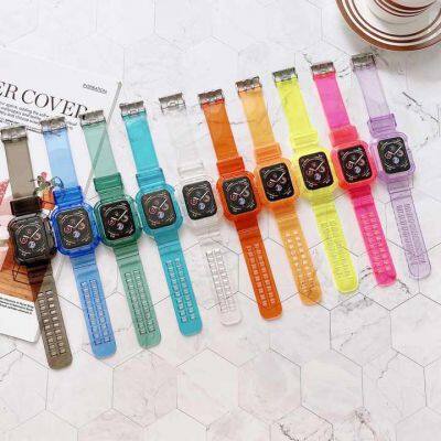 Wholesale Watch Strap With Watch case 40mm 41mm 42mm 44mm 45mm TPU for apple Watch Band Protective case Series 7 6