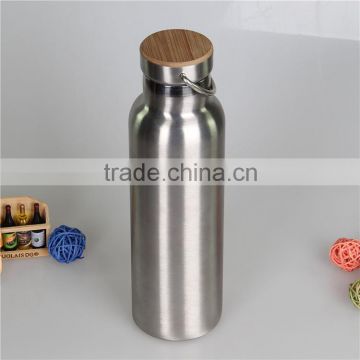 Hot selling 2016 summer Mlife double wall 750ml stainless steel water bottle sport bottle tumbler with Bamboo Lid & Handle