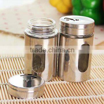 Stainless steel spice bottles salt sugar seasoning pepper shaker with rotating cover barbecue sauce shaker