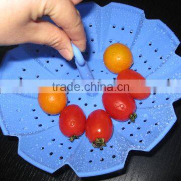 Round shape folding silicone rubber drain basket