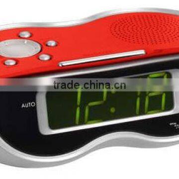 Best Price Stream Lined Table Red Desktop Alarm Clock Radio photo-2