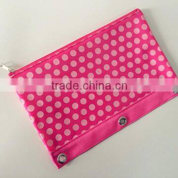 Osini profesional customed 3-ring binder pvc Polka Dot with Zipper Pouch, Zipper Pencil Bag for Pen