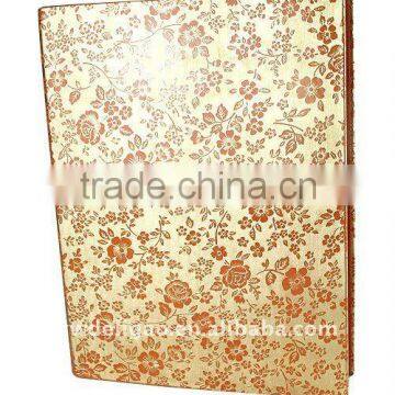 Orange Flowers Embossed Paper Wrapping Ring Binder Desktop File Folder for Office Stationery Cardboard A4 or FC Size