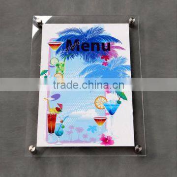 4 X A4 Clear Acrylic Wall Mounted Sign / Poster Holders / Menu Displays