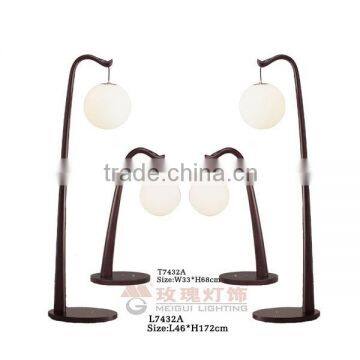 wood lamp with white polish glass lampshade