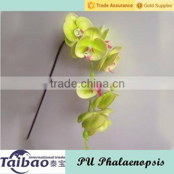 Long stem decorative artificial PU yellow phalaenopsis orchid