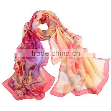 good quality most popular logo floral leaves digital printed chiffon scarf, 100%silk scarf shawl ,hangzhou silk scarf bandana                        
                                                                                Supplier's Choice