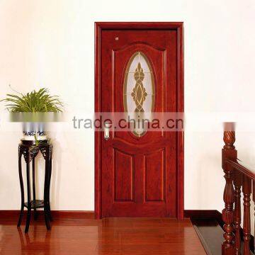 100% Solid Wood Dampproof Art Glass Insert Door for Bathroom photo-5