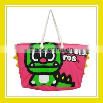 2016 Fashion Products Bros Brosdion Dinosaur Printed Pink Cotton Shoulder Bag