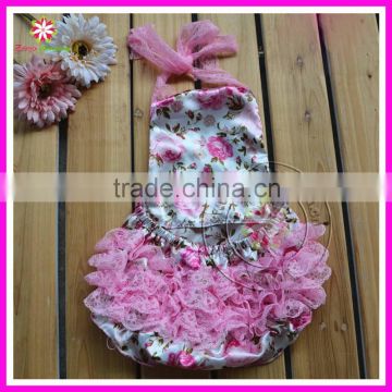 2015 new arrival summer floral ruffle infant bubble romper matching headband baby rompers