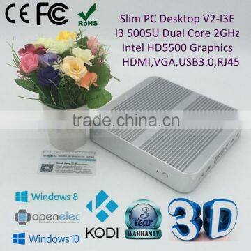 Fanless Computer with onboard i3 5005u core dc 12v wake on lan gigabit networking vga rj45 ce fcc rohs