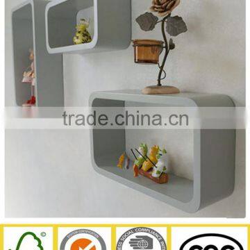 wooden wall cube shelf round corner for home decoration