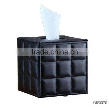 Black Square Leather Tissue Paper Box for Home & Hotel Supplies