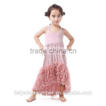 Wholesale Adorable Pink Flower children baby girl birthday dresses frock in summer party dresses for 8 years old girls