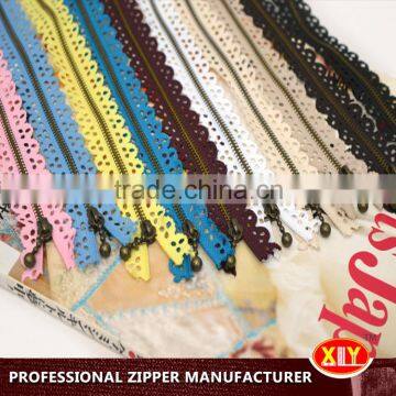 high quality custom length brass raw material metal lace zipper