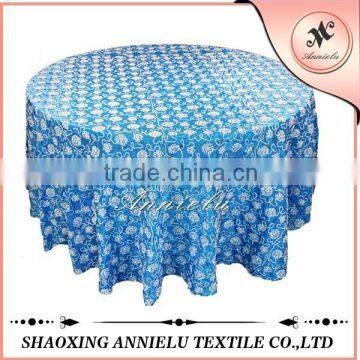 Blue ribbon taffeta embroidered table cloth for wedding