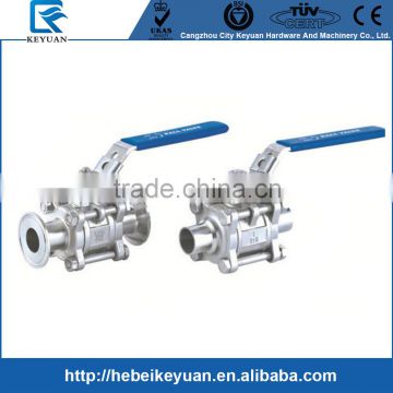 Welded/Clamp/Threaded Sanitary Stainless Steel 3PC Ball Valve