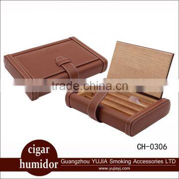 Guangzhou custom cigar box portable cigar humidor leather cigar case