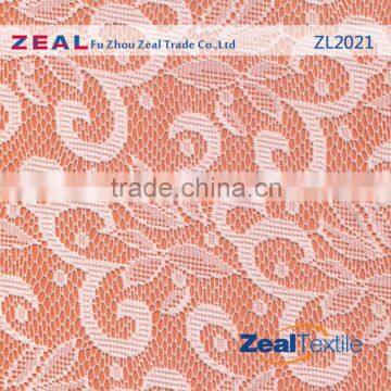 Best quality nylon elastic raschel white lace fabric