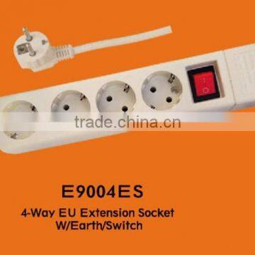 4-way 2 pin EU Standard Ground Switch Extension Socket