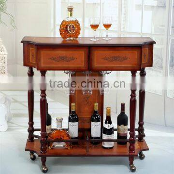 Wooden antique home bar cabinet/hanging wine glass rack