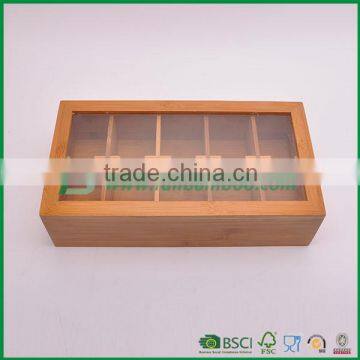 Fuboo bamboo tea storage box10 compartments with window lid