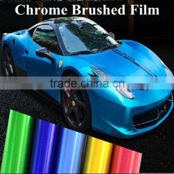 High stretchable pvc adhesive chrome aluminium car blue brushed folie