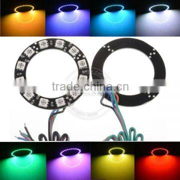 Colors Jump & Flash Fluctions White Angel Eyes Ring Headlight Lamp50mm, 5050 Rgb With 20 Colors Switches for Lexus