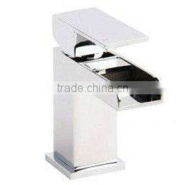 Contemporary Waterfall Brass Bathroom Basin Faucet - Chrome Finish
