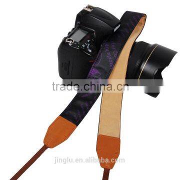 custom leather camera strap Leather Strap Shoulder Neck Blue Rose Flower Pattern For DSLR Camera LG-03