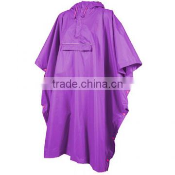 Portable lightweight purple custom rain poncho