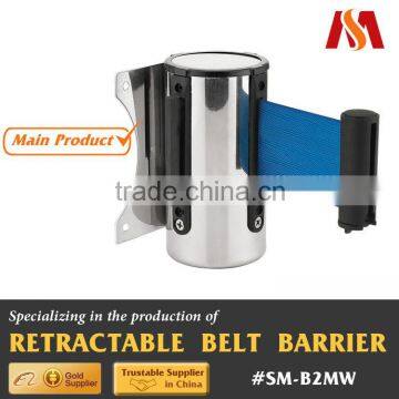 Stainless Steel Wall Mounted Retractable Belt Barrier wtih Receiver