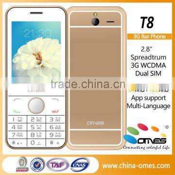 One and only new model OMES T8 2.8 inch Bar Phone 3G dual sim