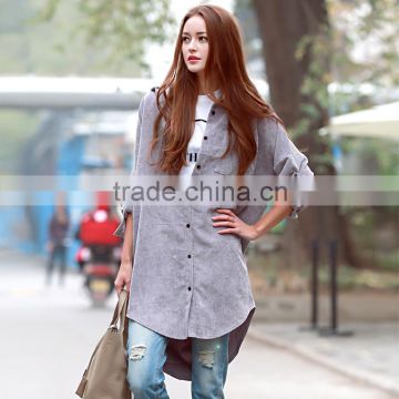 Women's Plus Size Long Design Corduroy Shirt OEM Type Factory Supplier