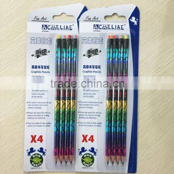 Standard Size Soft Wood Round Shape Heat Rolling Rainbow Laser HB Pencil in Blister Card photo-2