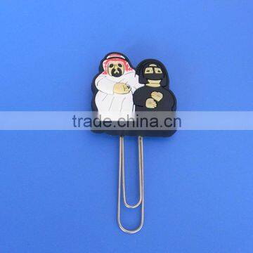 custom soft PVC paper clip/3D PVC book mark for promotion