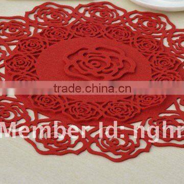 laser cutting 4mm thick felt table placemat/Red felt table placemat/Felt animal motifs table mat