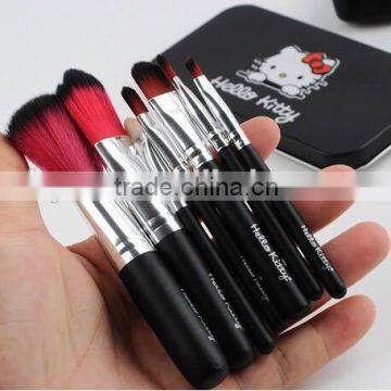 Mini 7pcs Tin Box Black Kitty Make up Bucket Brushes Makeup Sets photo-6