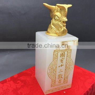 [Factory Sale ]Twelve Animal Zodiac 24K Gold Plating Seal,White jade Chicken seal