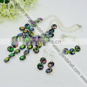 Fashion Electroplated Glass Jewelry Sets(SJEW-PJS157)