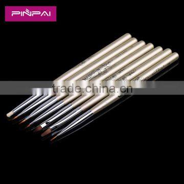 Latest arrival golden color 7pcs #1-#7 metal handle nail art brush set nail