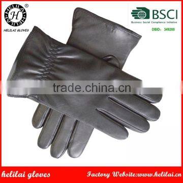 Helilai Customized Men Plain Warm Winter Black Leather GLoves